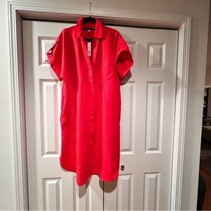 Chico’s Linen Roll Tab Dolman Midi Dress